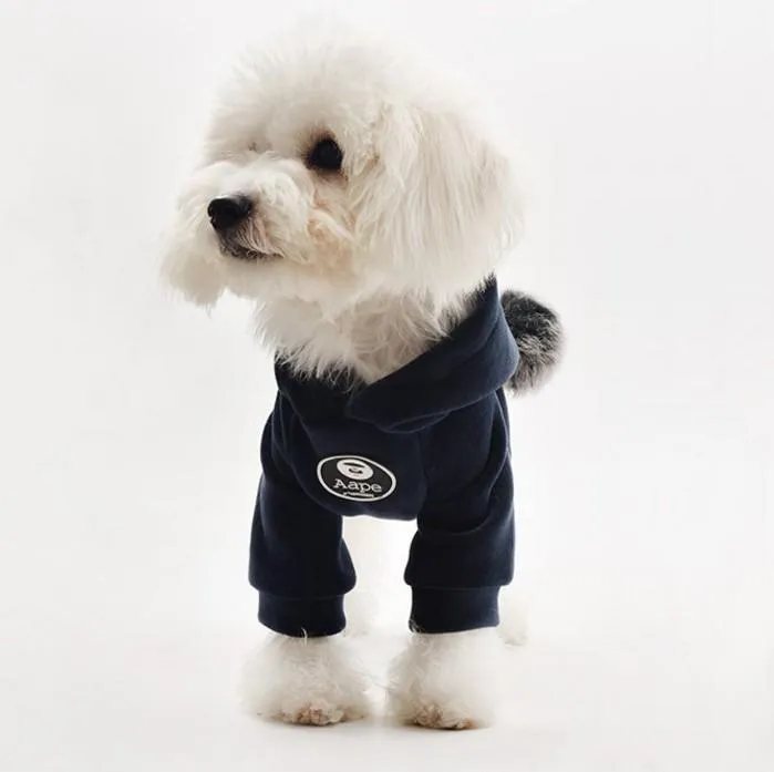 Winter Velour (Velvet Feel) Pom Dog Hoodie Sweatshirt - Grey or Navy